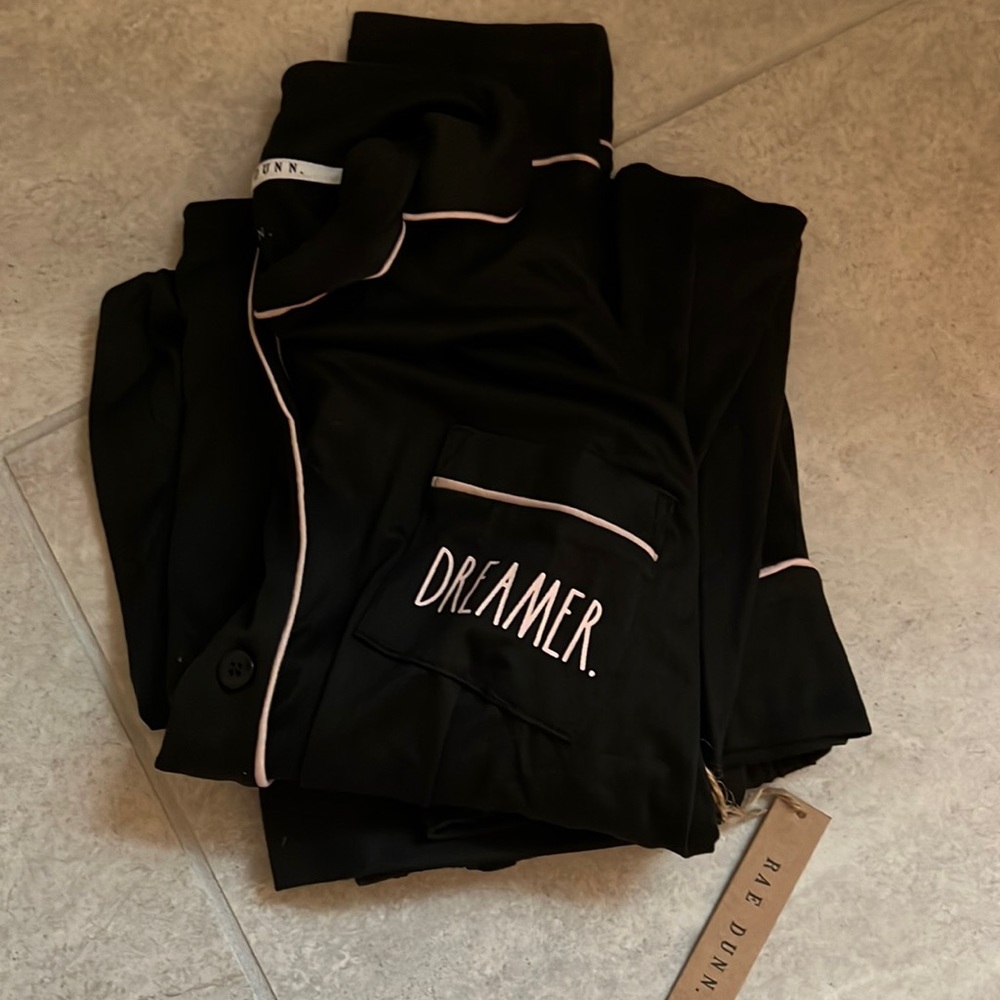 Rae Dunn Black & Pink Long Pajama